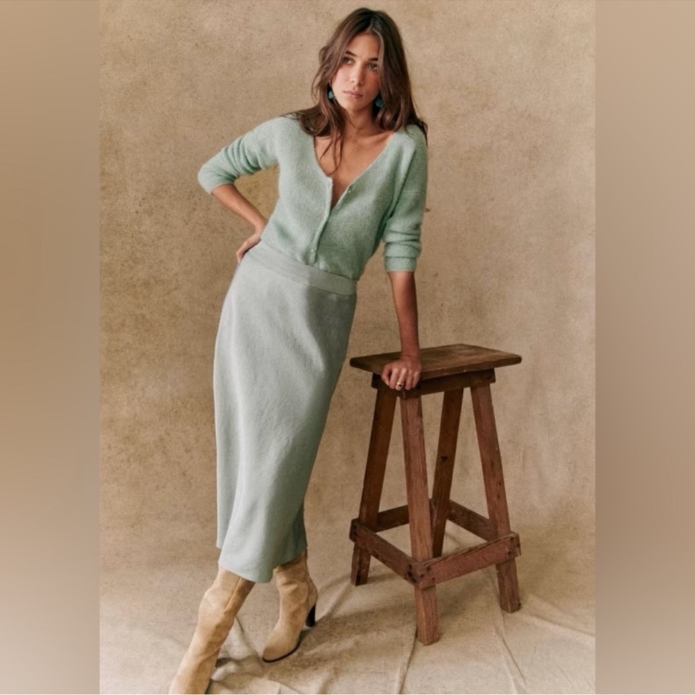 Sezane Sandy Skirt in Sea Green